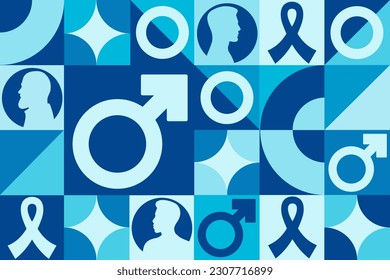 Men’s Health Week. Seamless geometric pattern. Template for background, banner, card, poster. Vector EPS10 illustration