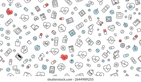 Health and Well-being Icons Pattern Medical Concept Background Illustration Medicine and Pharmacy