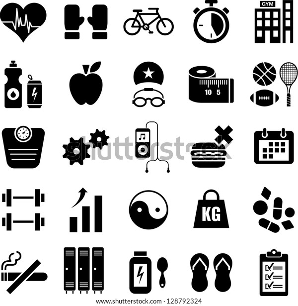 Health Wellness Icons Stock Vector (Royalty Free) 128792324