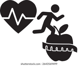 Health and Wellness Icons: Heart Health, Fitness, and Balanced Lifestyle for a Better You