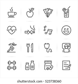 Health and Wellness icons with White Background