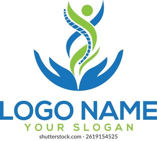Health and Wellness Logo,Abstract round logo with happy human silhouette.