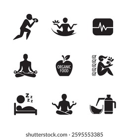 Health and  Wellness Trends Icons set. Editable vector icon. Perfect for web and app interfaces, presentations, info graphics, etc. 
