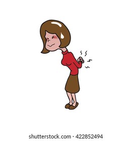 Health Woman Back Pain Cartoon Drawing Stock Vector (Royalty Free