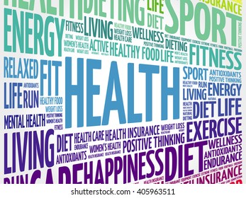 Health Word Cloud Background Health Concept Stock Vector (Royalty Free ...