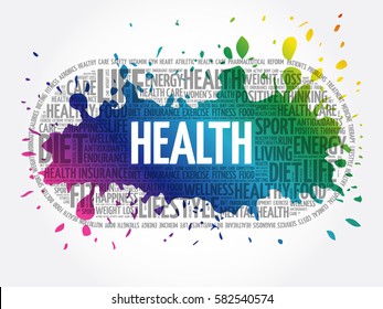 Health word cloud collage, fitness, health concept