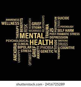 HEALTH word cloud concept. mental health words background