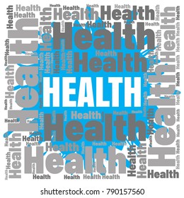 Health word cloud. Square vector collage made from tags