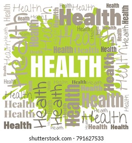 Health word cloud. Square vector collage made from tags