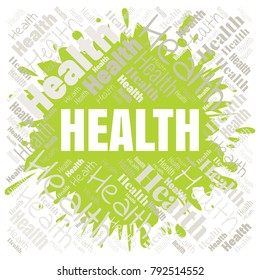 Health word cloud. Square vector collage made from tags