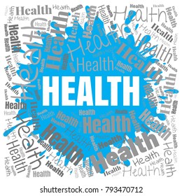 Health word cloud. Square vector collage made from tags