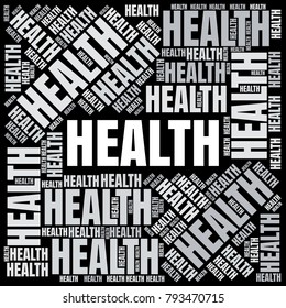Health word cloud. Square vector collage made from tags