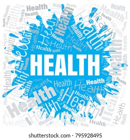 Health word cloud. Square vector collage made from tags