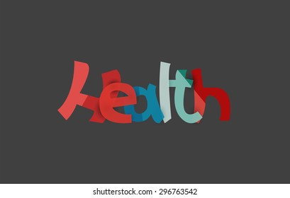 Health word, drawn lettering typographic design element. Hand lettering, handmade calligraphy isolated