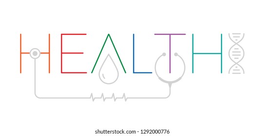 health word logo. health word with health symbols