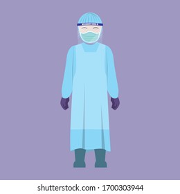 A Health Worker With Full PPE For Protection Against Pandemic 