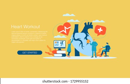 El entrenamiento de la salud el concepto de ilustración del vector de la medicina del corazón el médico que trabaja en la plantilla del vector del laboratorio aislado puede ser utilizado para la presentación banner web ui ux página de aterrizaje