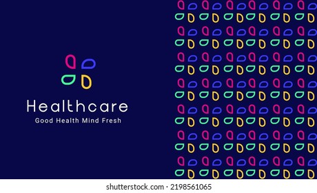 Healthcare 4 color plus logo design concept. Healthcare and Healthtech logomark, logo symbol, icon, symbol, badge, monogram. Use for print, social media, advertisement, branding, company, business.