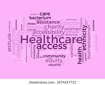 Healthcare access word cloud template. Healthcare and medicine concept vector tagcloud background.