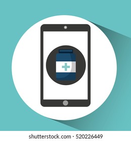 healthcare app bottle capsule medicine graphic vector illustration eps 10