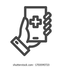 Healthcare app dark colored vector line icon