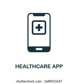 Healthcare App icon. Simple element from digital healthcare collection. Filled Healthcare App icon for templates, infographics and more.