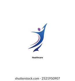 Healthcare Awareness Logo with Abstract Illustration of Healthy Human, suitable for healthcare and sports logo
