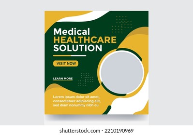 Healthcare banner square flyer design medical social media post cover template