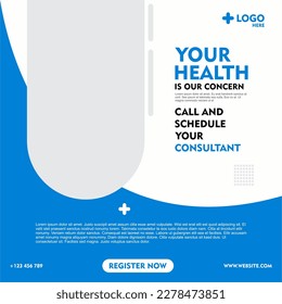  healthcare banner or square flyer with doctor theme for social media post template 