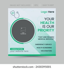 Healthcare banner or square flyer for social media post template