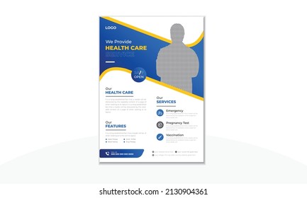 Healthcare Business Flyer Design Template. Medical Business Brochure Cover Design With A4 Layout.