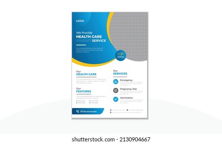 Healthcare business flyer design template. Medical business brochure cover design with a4 layout.