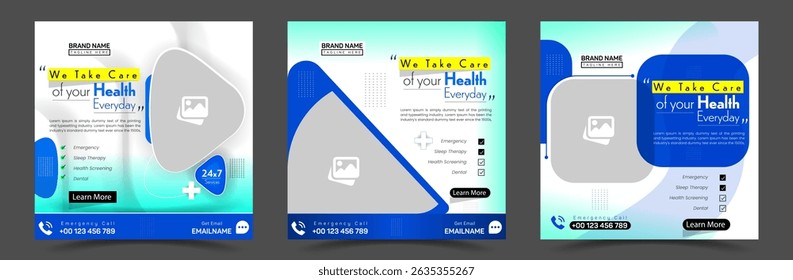 Healthcare business marketing post or  Hospital or clinic health service digital promotion flyer and poster