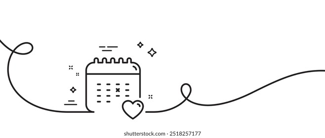 Healthcare calendar line icon. Continuous one line with curl. Check-up reminder sign. Planner notice symbol. Healthcare calendar single outline ribbon. Loop curve pattern. Vector