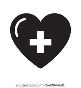 Healthcare charity donation icon representing medical aid health insurance and life support symbol for hospital clinic emergency care and love vector solid glyph icon