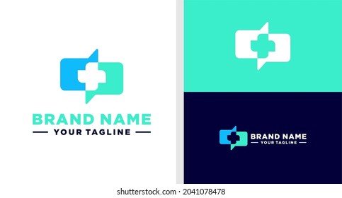 HEALTHCARE CHAT LOGO NEGATIVE SPACE EDITABLE
