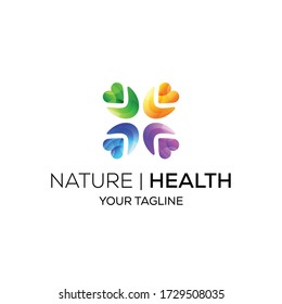 Healthcare Community Logo With Heart Shape And Gradient Color