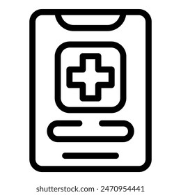 Concepto de salud, ilustración de ícono de prescripción médica en blanco y negro en diseño plano minimalista, adecuado para Web, aplicación e interfaz. Gráfico de Vector editable, escalable e imprimible