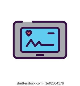 healthcare concept, cardio monitor device icon over white background, line color style, vector illustration