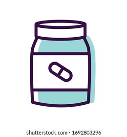 healthcare concept, medicine pills bottle icon over white background, line color style, vector illustration