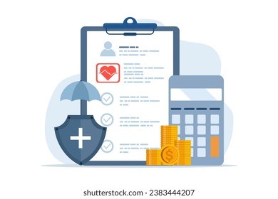 Healthcare concept, healthcare medicine, protection concept, umbrella, healthcare, healthcare budget and medical savings plan. flat vector illustration on background.