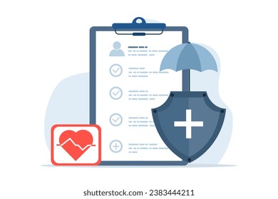 Healthcare concept, healthcare medicine, protection concept, umbrella, healthcare, healthcare budget and medical savings plan. flat vector illustration on background.