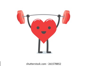 Healthcare concept, strong heart weight lifting over isolated background