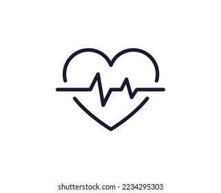 Healthcare concept. Vector sign drawn in line style for web sites, UI, apps, shops, stores, adverts. Editable stroke. Vector line icon of ECG or pulse 