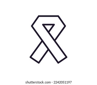 Healthcare concept. Vector sign drawn in line style for web sites, UI, apps, shops, stores, adverts. Editable stroke. Vector line icon of cancer ribbon 