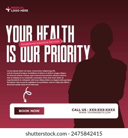 healthcare consultant banner or square flyer for social media post template
