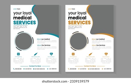 Healthcare Corporate Modern Medical   doctor Flyer Template Design, vector template in A4 size  Front and back, Easy to use Presentation, Annual Report Magazine  pamphlet Portfolio,