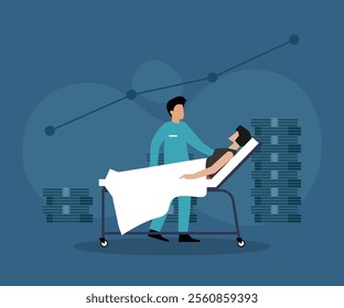 Healthcare Costs and Economic Pressure: Medical Support Amid Rising Expenses 2d flat vector illustrations