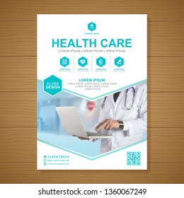 Healthcare Cover A4 Template Design For A Report And Medical Brochure Design, Flyer, Leaflets Decoration For Printing And Presentation Vector Illustration