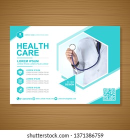 Healthcare cover a4 template design and flat icons for a report and medical brochure design, flyer, leaflets decoration for printing and presentation vector illustration